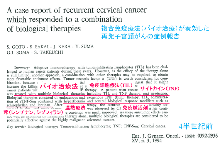複合免疫療法（バイオ治療）が奏功した再発子宮頚がんの症例報告